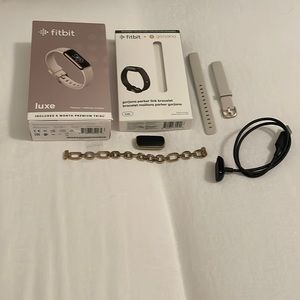 Fitbit Luxe with Gorjana gold tone link bracelet band